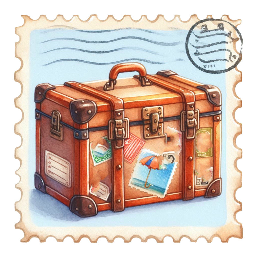Vintage Travel Stamps Fabric Panel 20