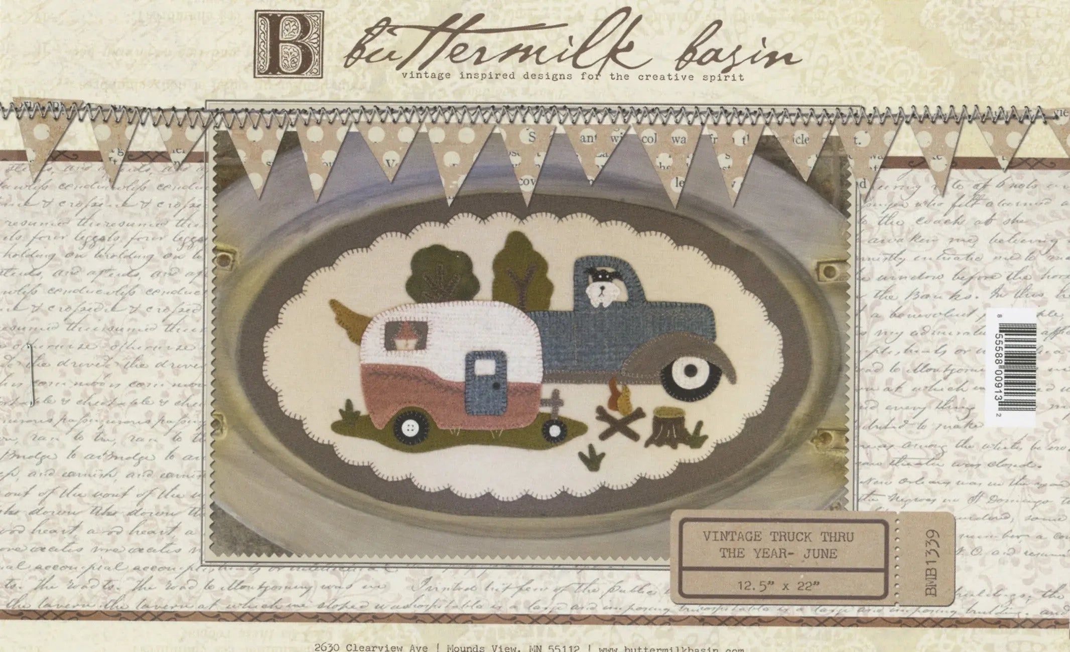 Vintage Truck Thru the Year June 12-1/2in x 22in - Linda's Electric Quilters