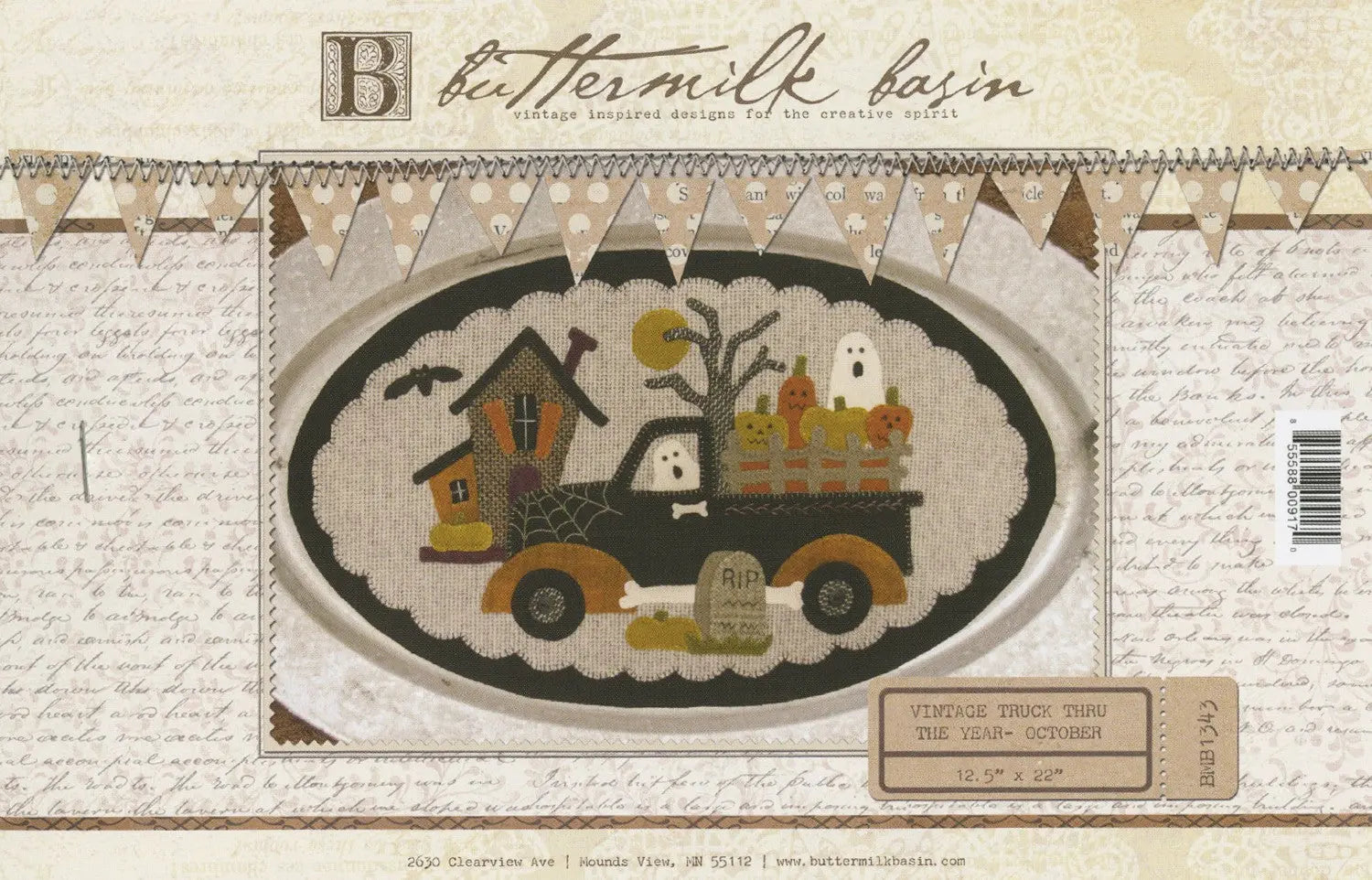 Vintage Truck Thru the Year October 12-1/2in x 22in - Linda's Electric Quilters