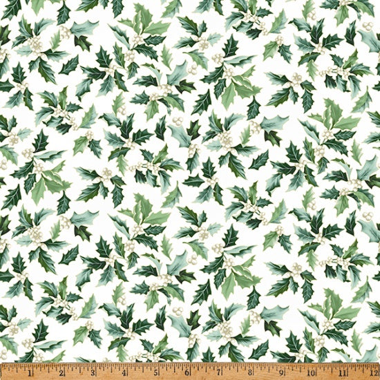 Ivory-Gold Christmas Splendor 43"/44" Fabric Per Yard