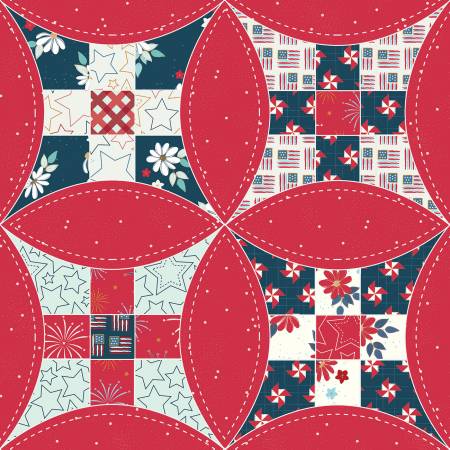 Riley Blake Sweet Freedom 108 inch wideback quilt backing fabric in Red