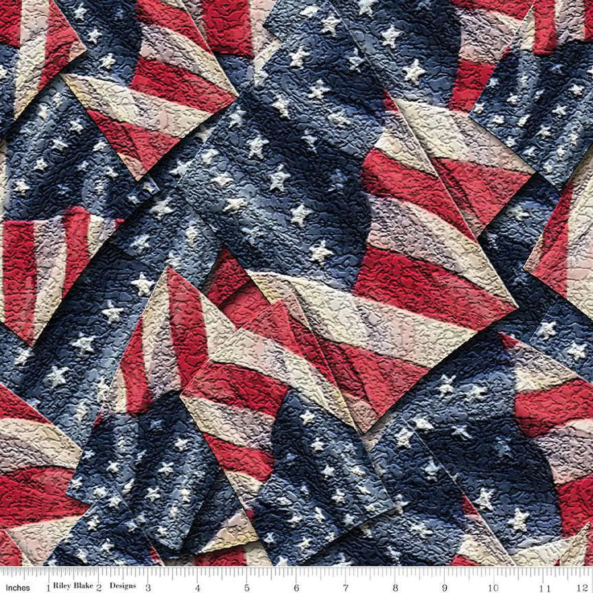 Red Multi Coming Home Flags Wideback Fabric Per Yard Riley Blake Designs