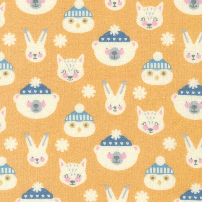 Robert Kaufman Snow Snuggles winter flannel fabric in Marigold
