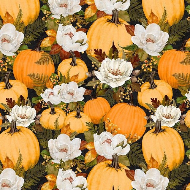 Oh My Gourd Main Black quilting fabric by Wilmington Prints