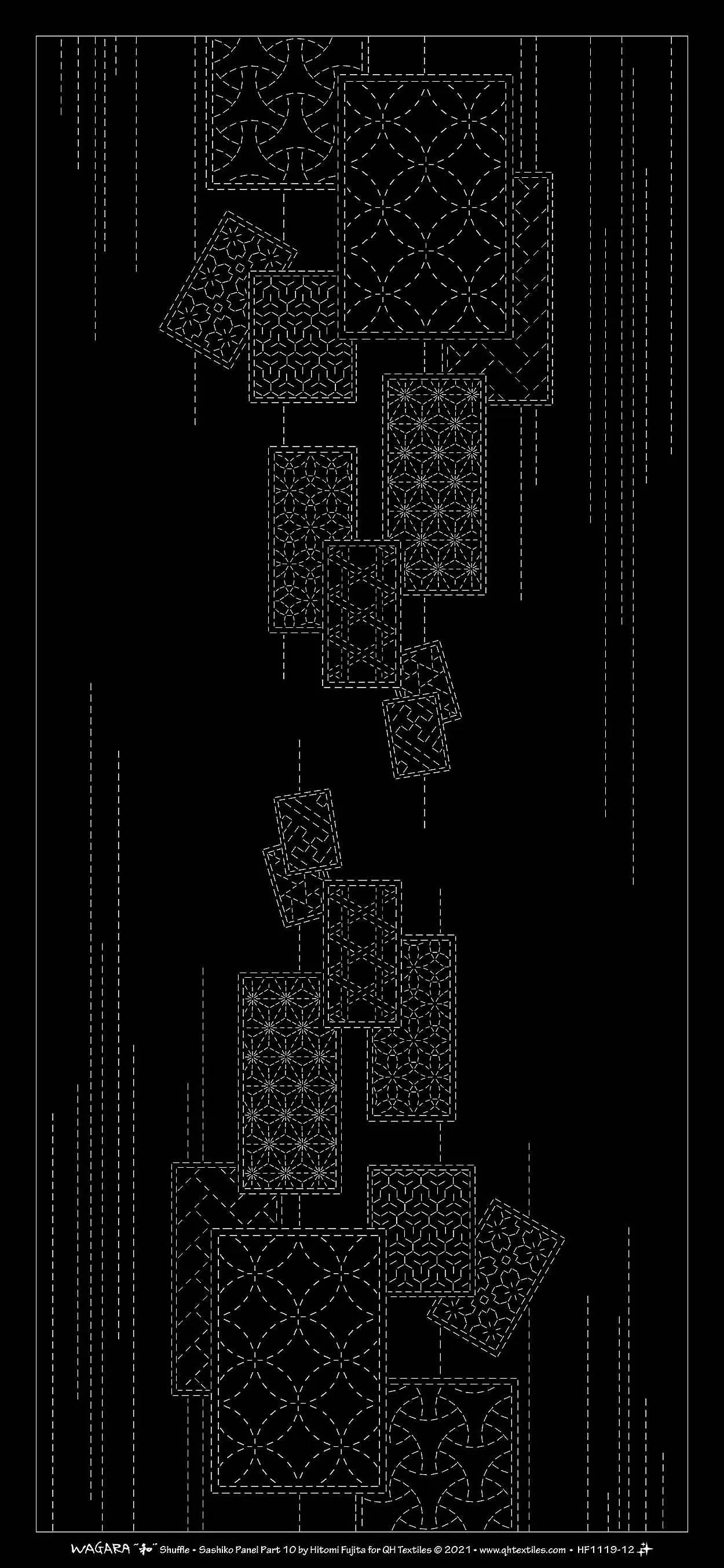 Wagara Sashiko Panel Part 10 Shuffle Black - Linda's Electric Quilters