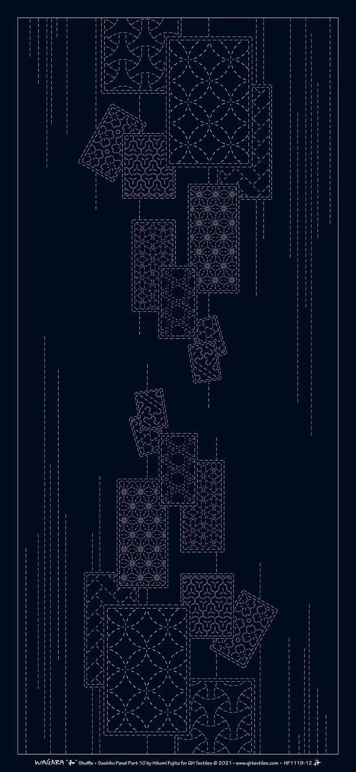Wagara Sashiko Panel Part 10 Shuffle Navy - Linda's Electric Quilters