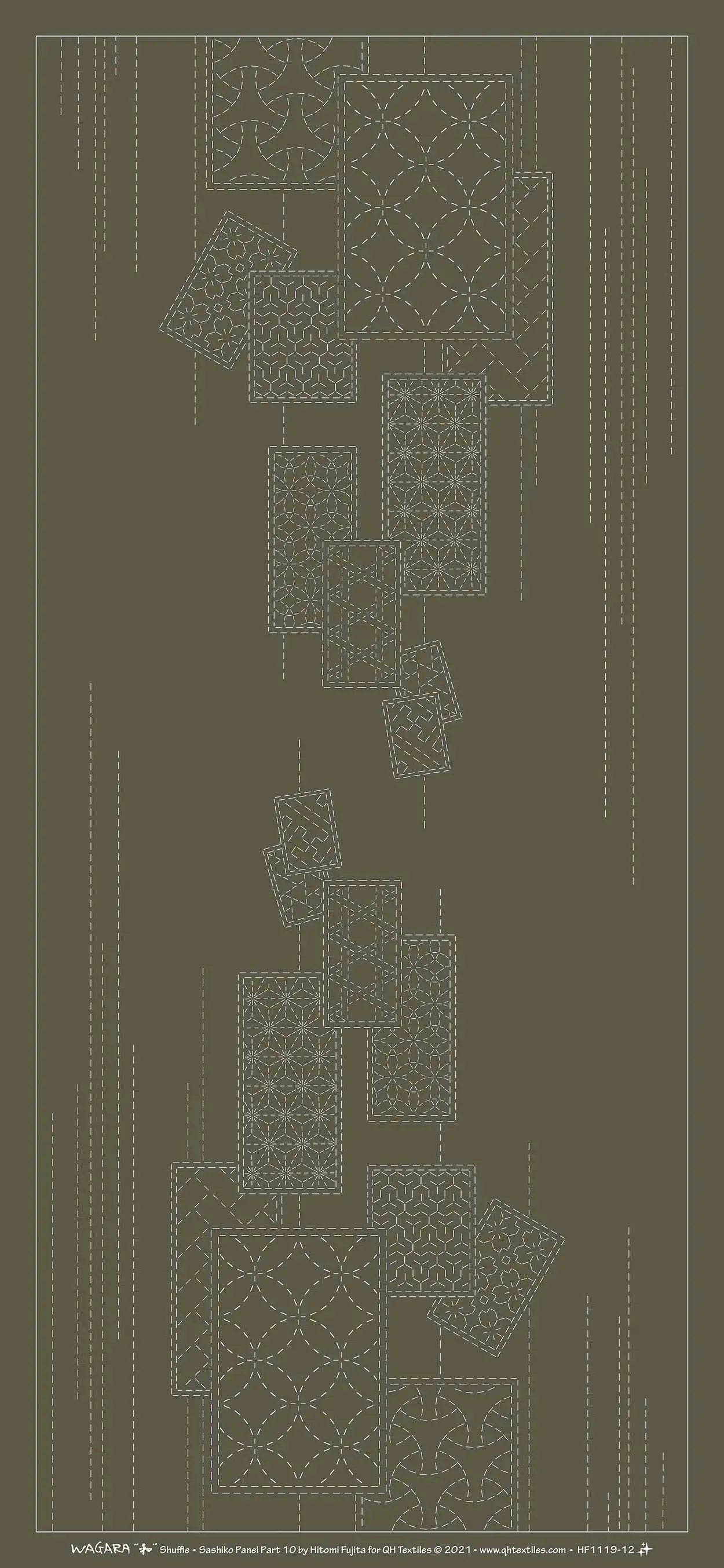 Wagara Sashiko Panel Part 10 Shuffle Slate - Linda's Electric Quilters