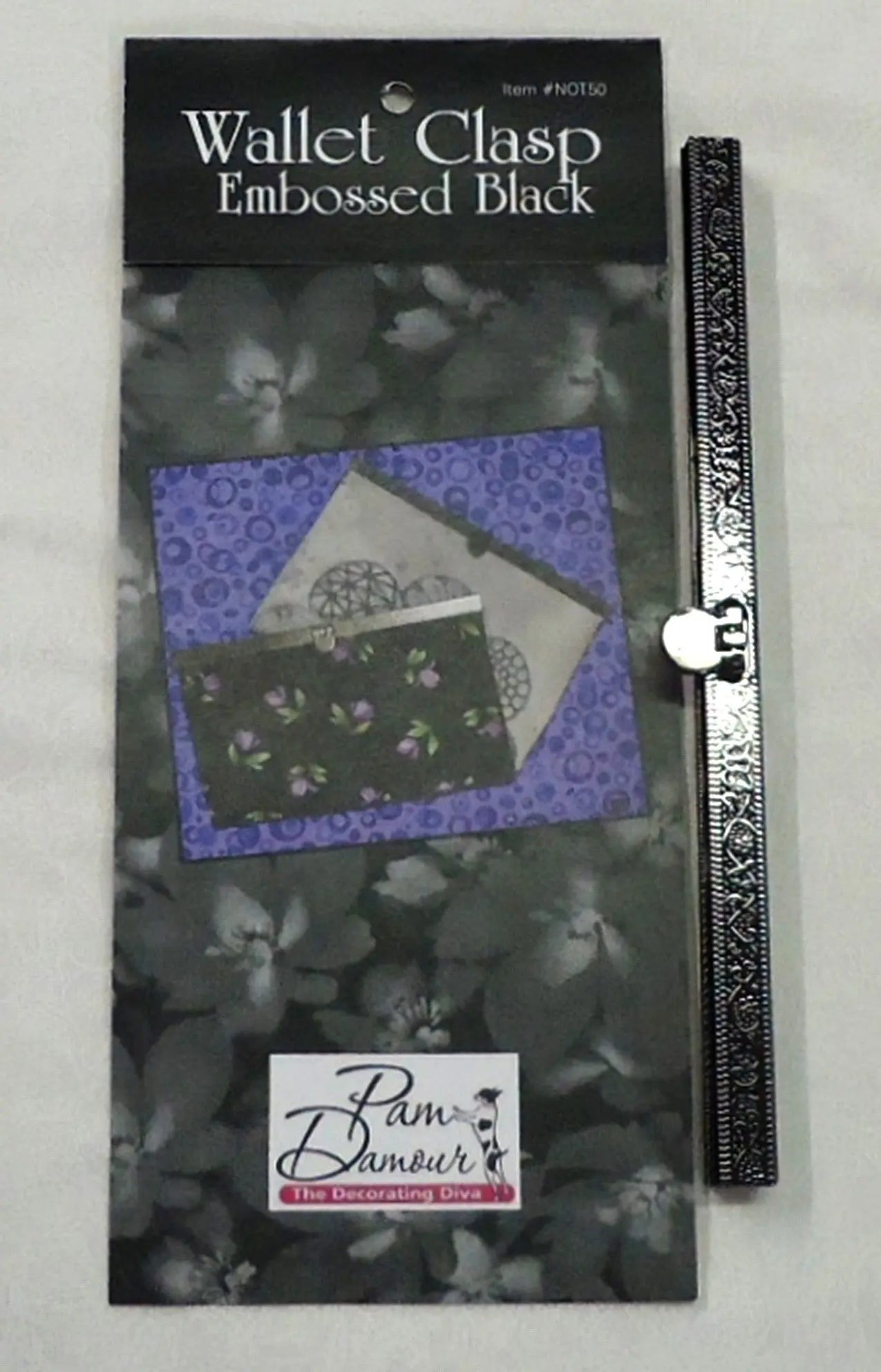 Wallet Clasp Embossed Black 7-1/2in