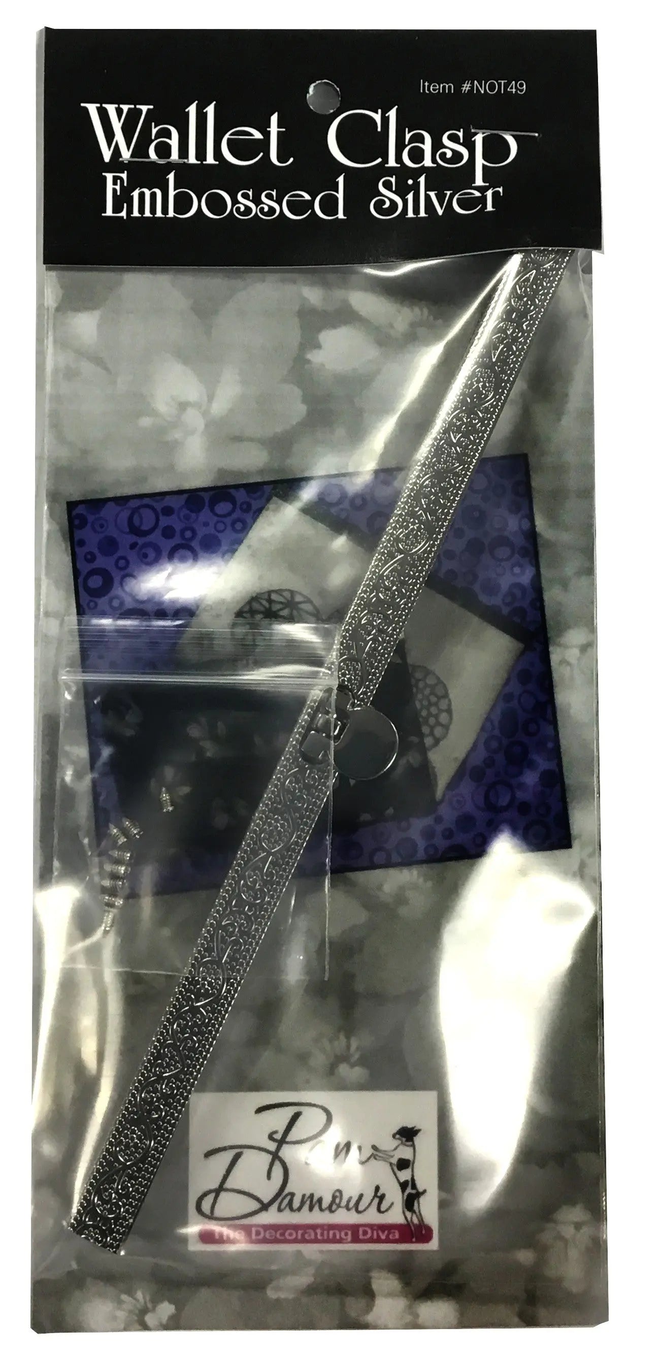 Wallet Clasp Embossed Silver 7-1/2in - Linda's Electric Quilters