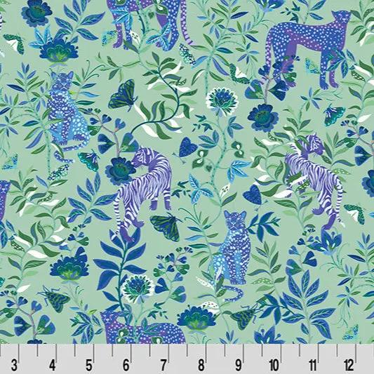 Wanderlust Big Cats Quilting Cuddle Blue Fabric per yard Shannon Fabrics