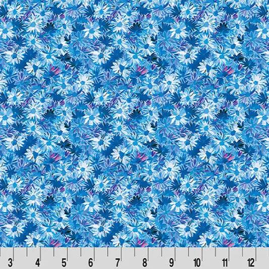 Wanderlust Daisies Quilting Cuddle Blue Fabric per yard Shannon Fabrics