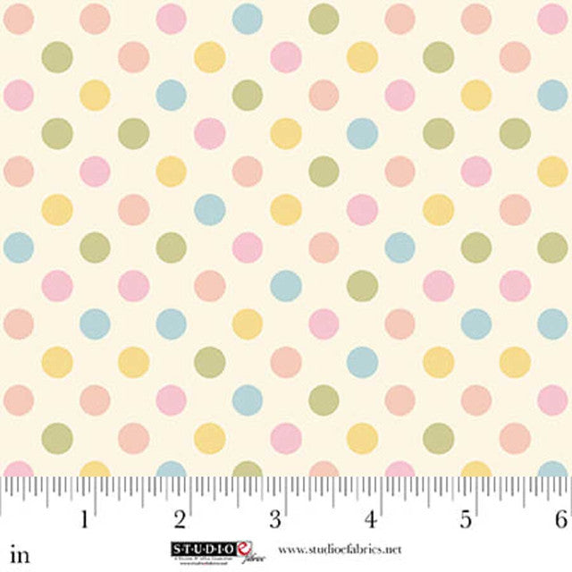 Warm White Polka Dot Layla 44"/45" Cotton Fabric per Yard