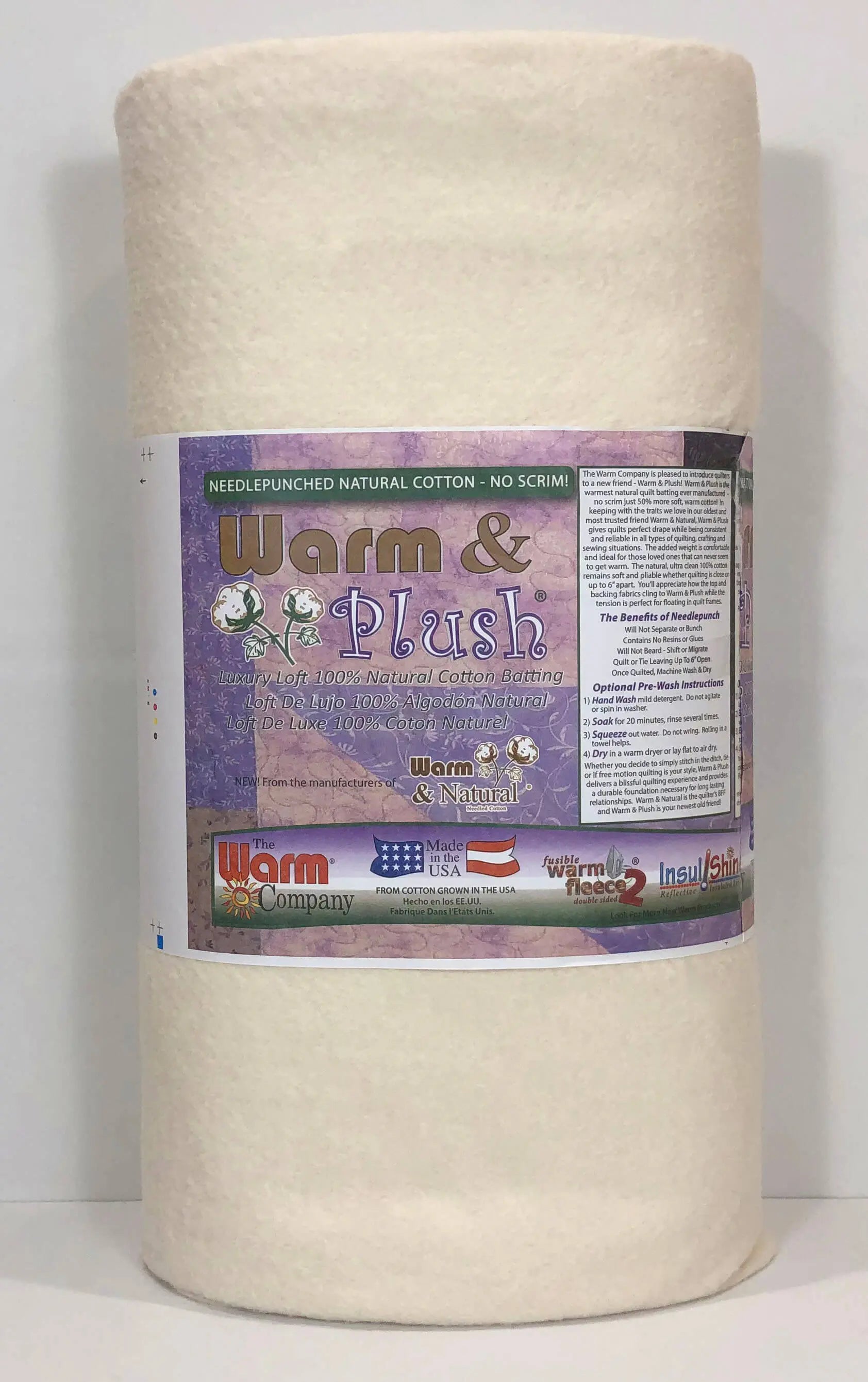 Warm & Plush 45" x 10 YD Cotton Batting - Soft and Luxurious Cotton Batting Warm Company