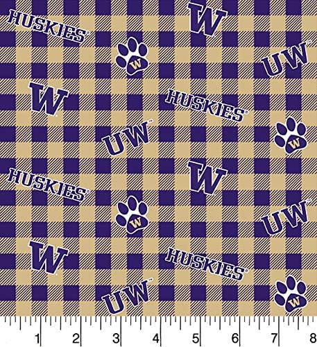 Washington Huskies - Buffalo Plaid 44"/45" Fabric per yard