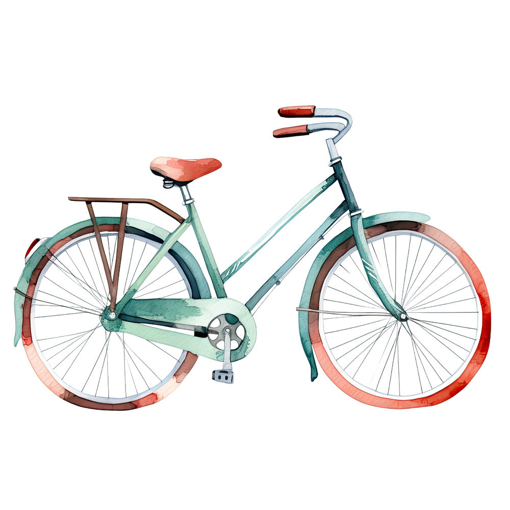 Watercolor Bicycle Fabric Panel QuiltingFabricPanels