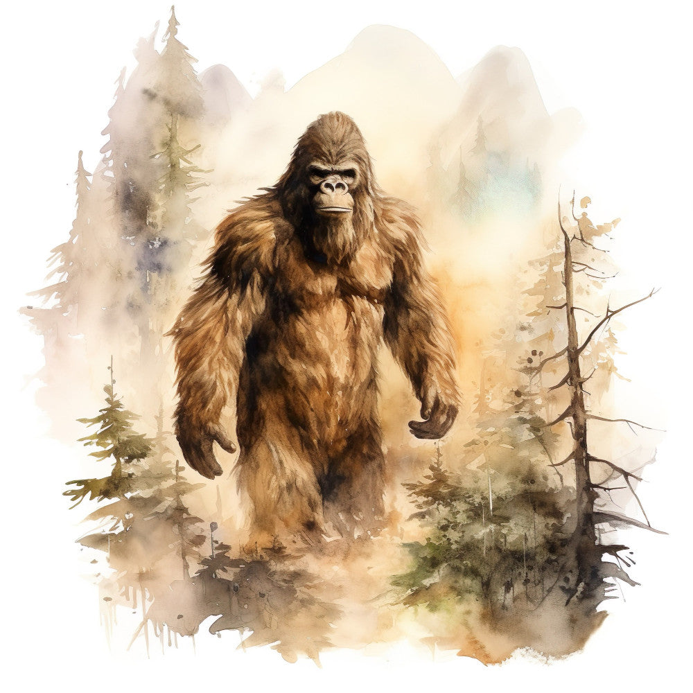Watercolor Bigfoot Fabric Panel 1
