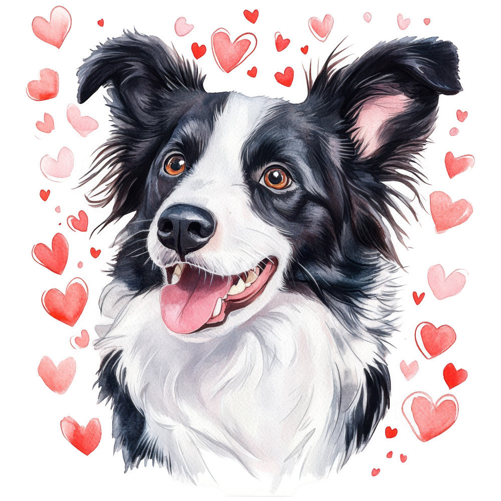 Watercolor Border Collie Fabric Panel 10