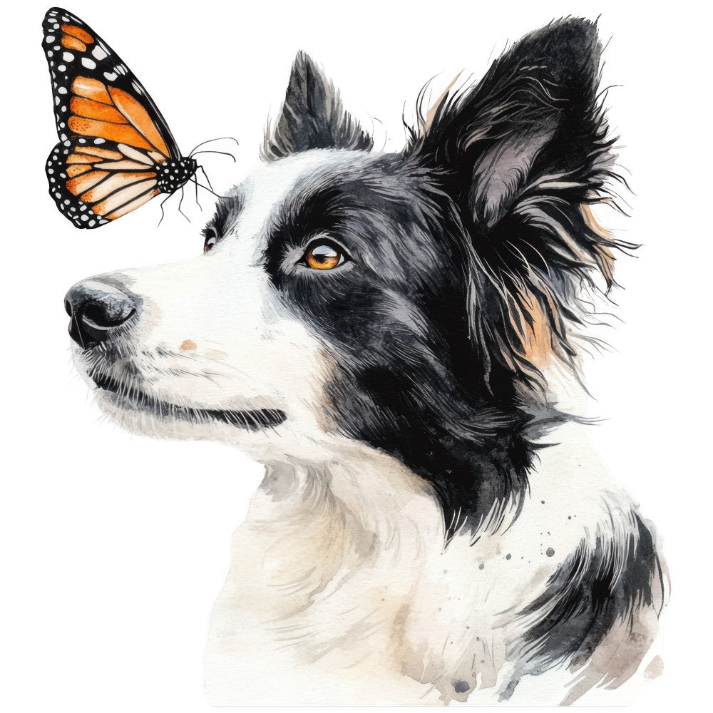 Watercolor Border Collie Fabric Panel 14