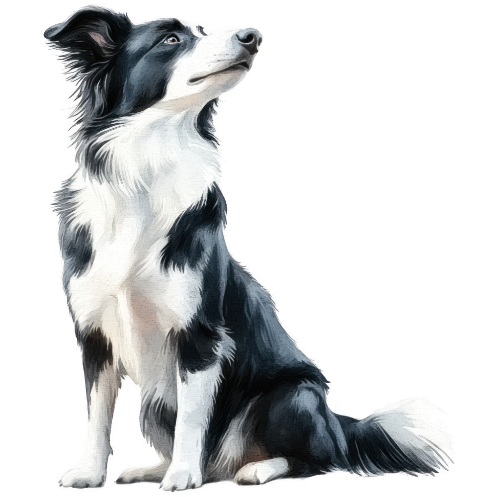 Watercolor Border Collie Fabric Panel 17