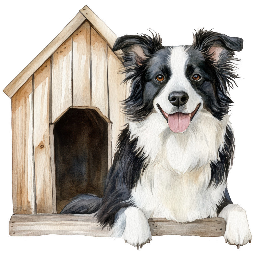 Watercolor Border Collie Fabric Panel 2