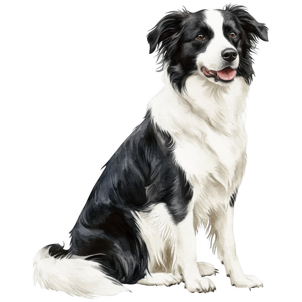 Watercolor Border Collie Fabric Panel 21