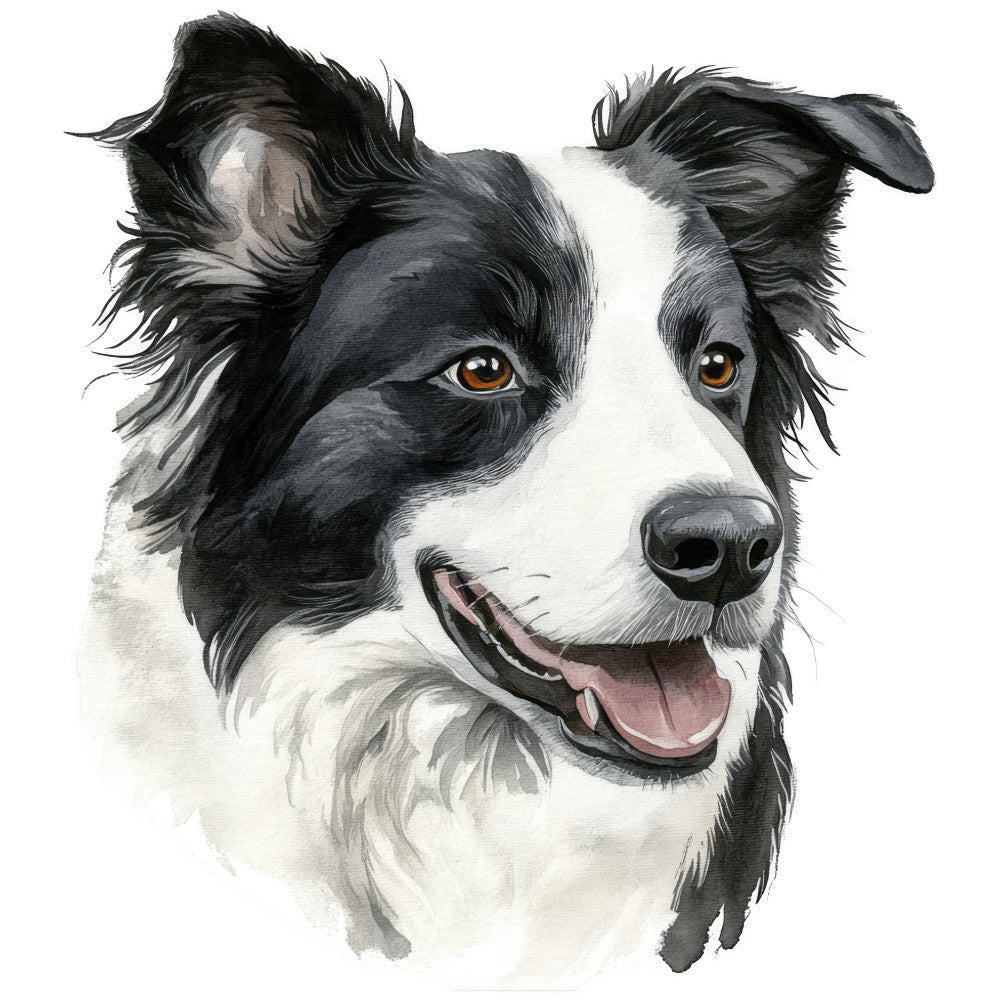 Watercolor Border Collie Fabric Panel 24