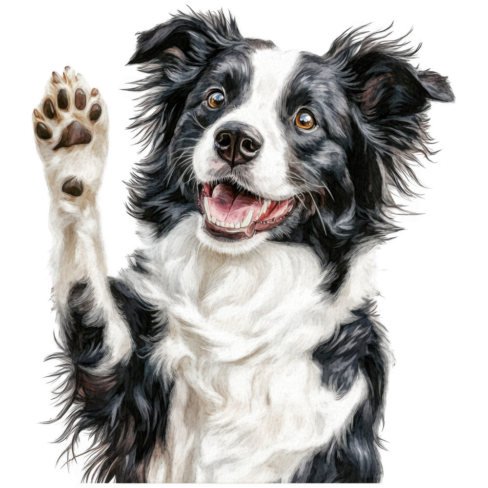 Watercolor Border Collie Fabric Panel 26