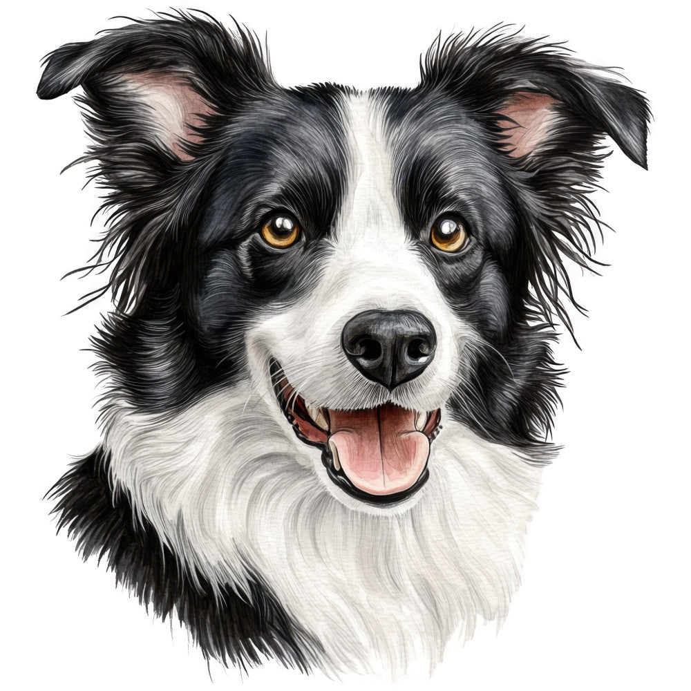 Watercolor Border Collie Fabric Panel 3