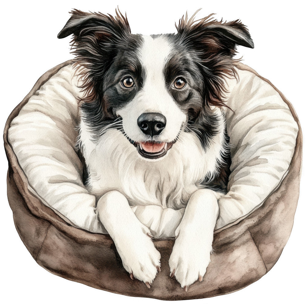 Watercolor Border Collie Fabric Panel 4