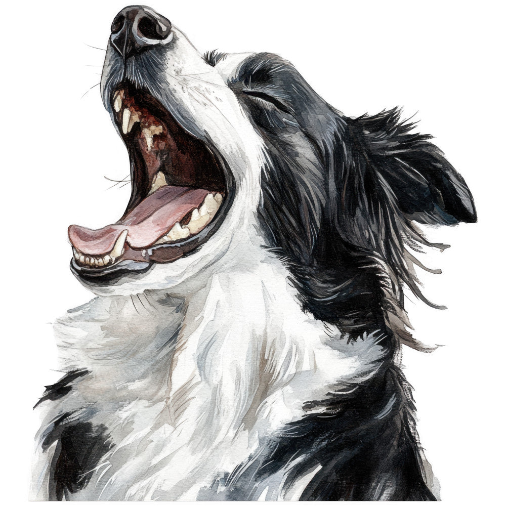 Watercolor Border Collie Fabric Panel 5