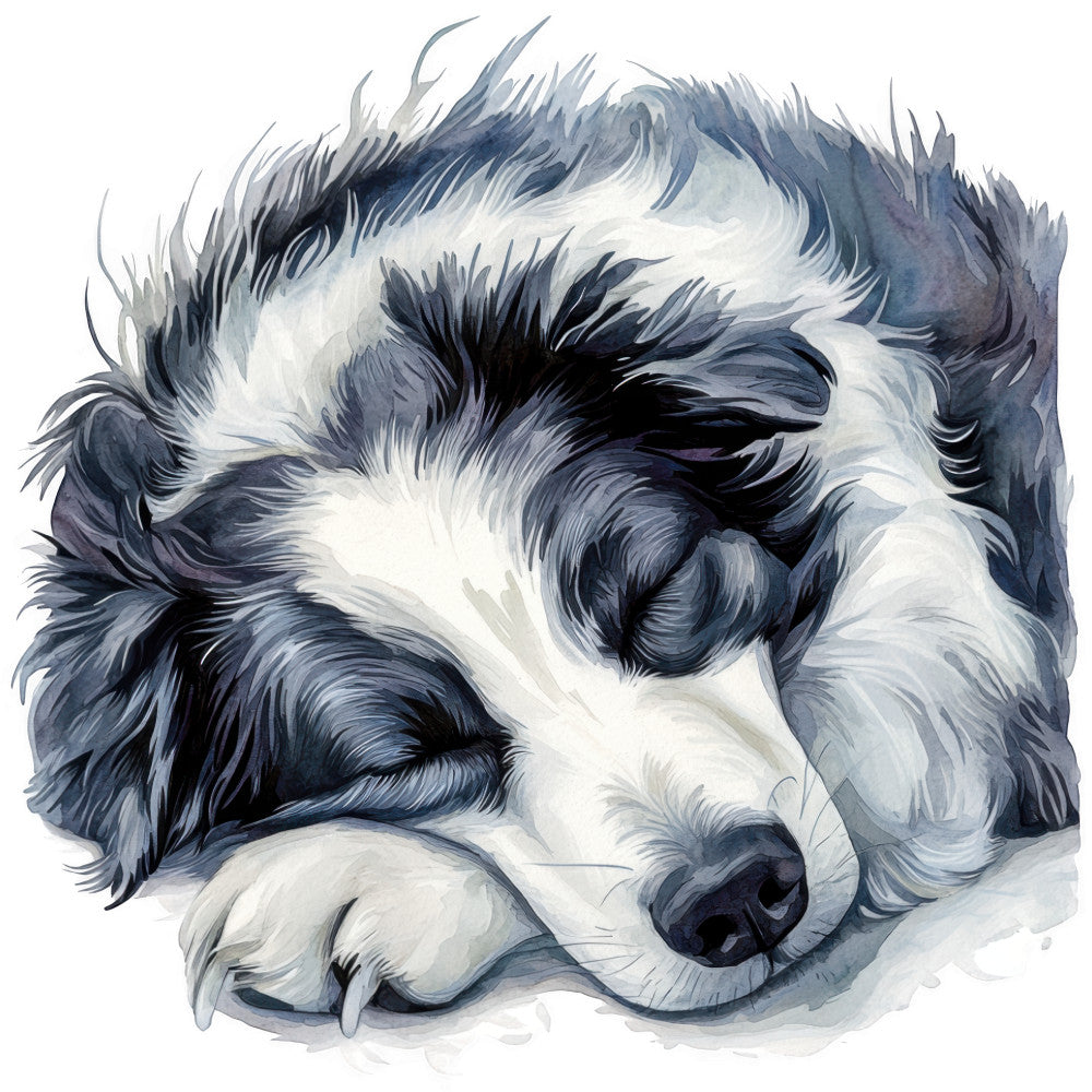 Watercolor Border Collie Fabric Panel 6