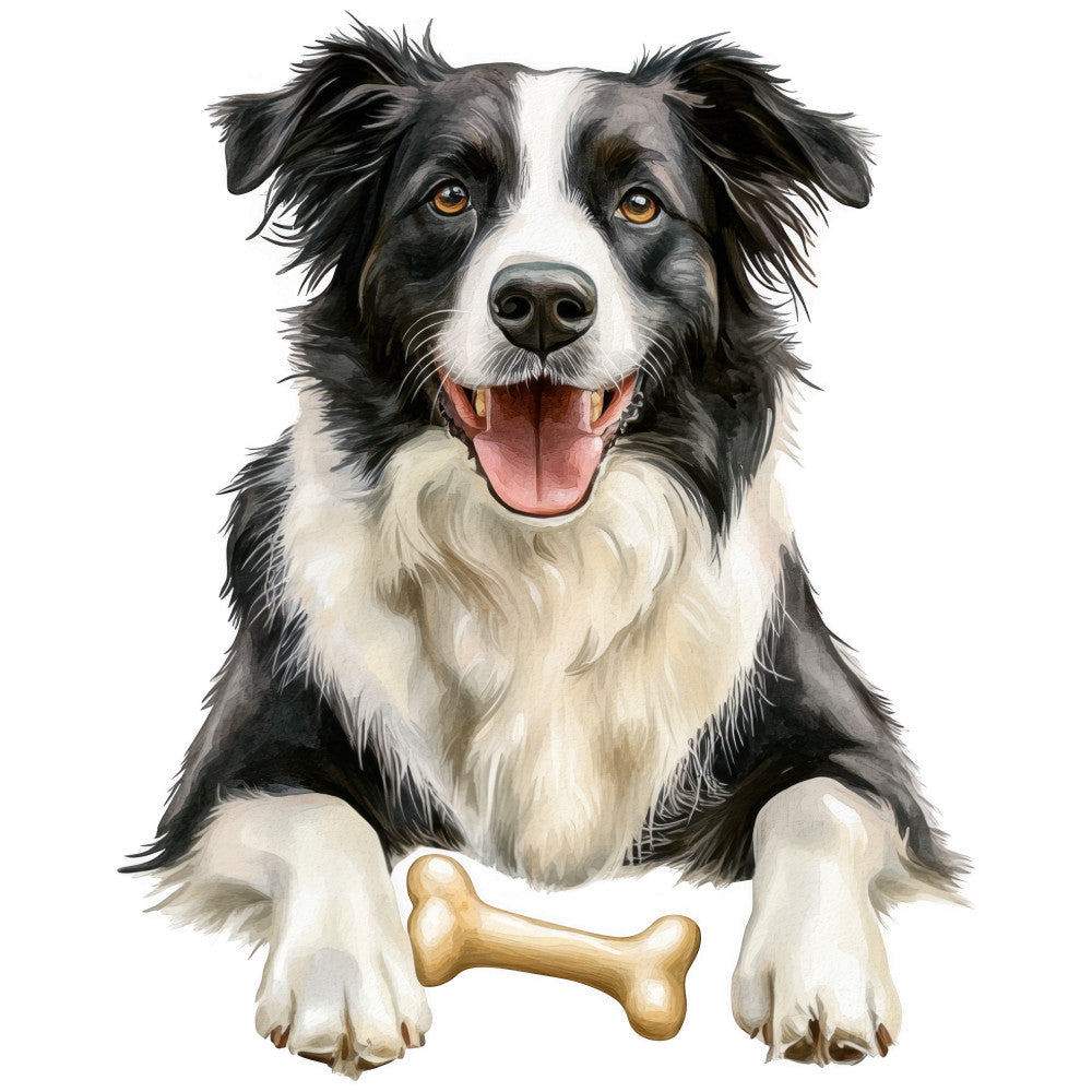 Watercolor Border Collie Fabric Panel 7