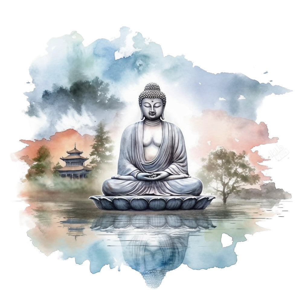 Watercolor Buddha Fabric Panel 11