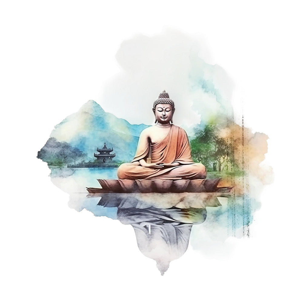 Watercolor Buddha Fabric Panel 12