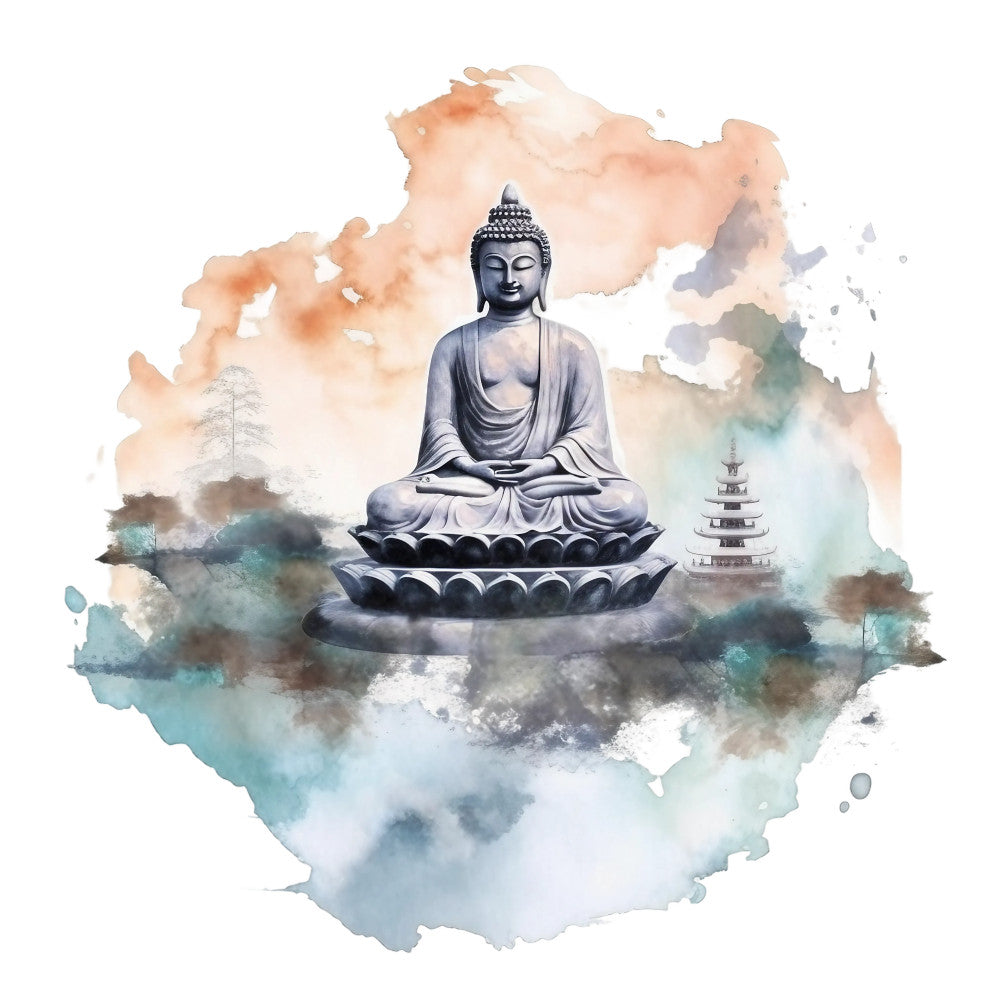 Watercolor Buddha Fabric Panel 14