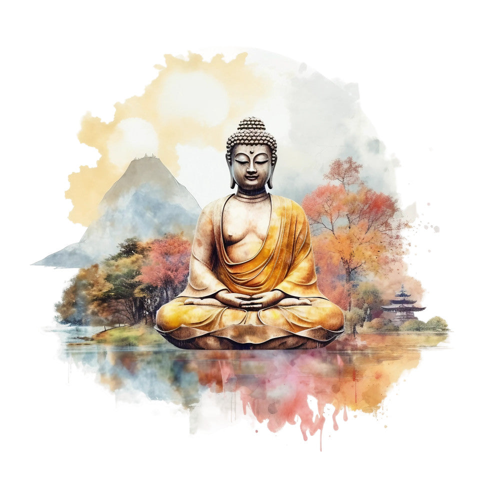 Watercolor Buddha Fabric Panel 18