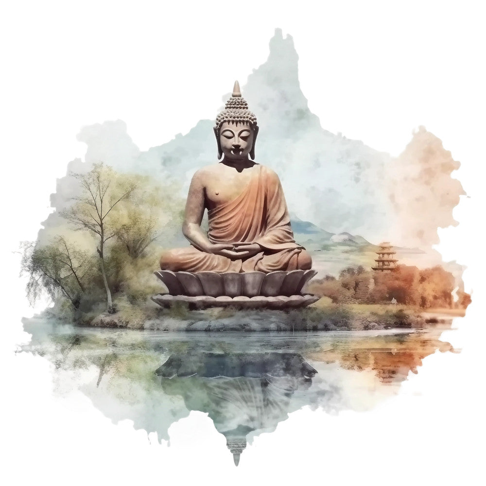 Watercolor Buddha Fabric Panel 5