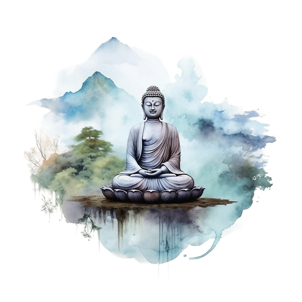 Watercolor Buddha Fabric Panel 7
