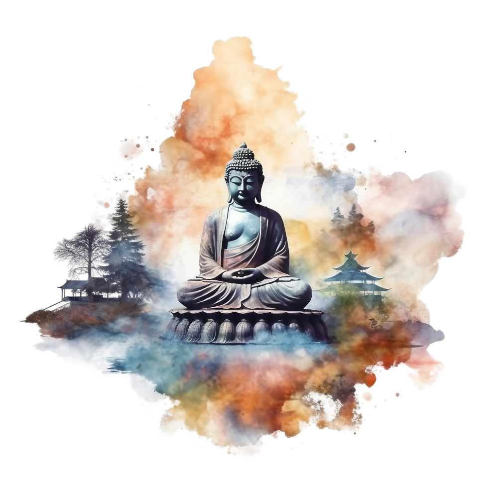 Watercolor Buddha Fabric Panel 9