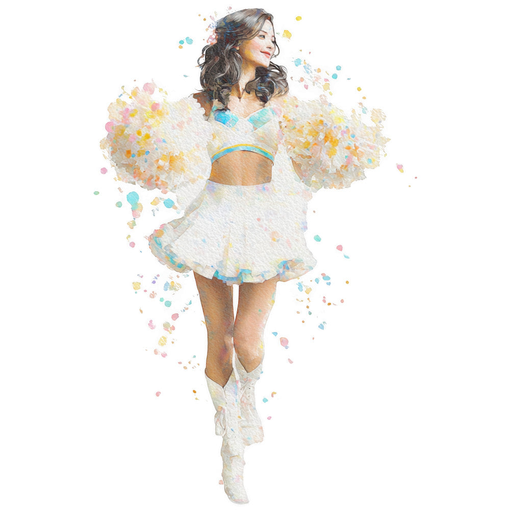 Watercolor Cheerleaders Fabric Panel 11