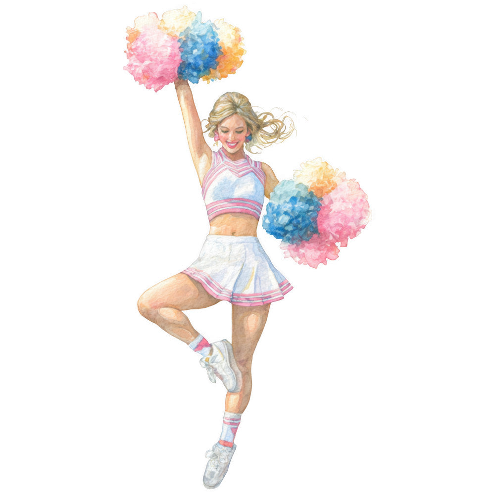 Watercolor Cheerleaders Fabric Panel 13