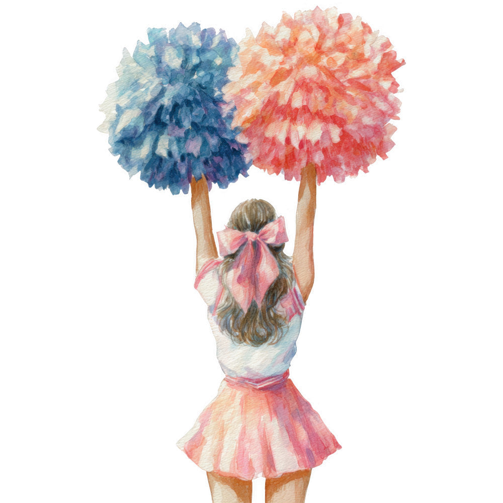 Watercolor Cheerleaders Fabric Panel 15