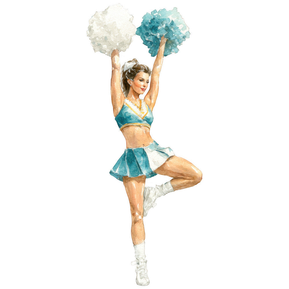 Watercolor Cheerleaders Fabric Panel 17