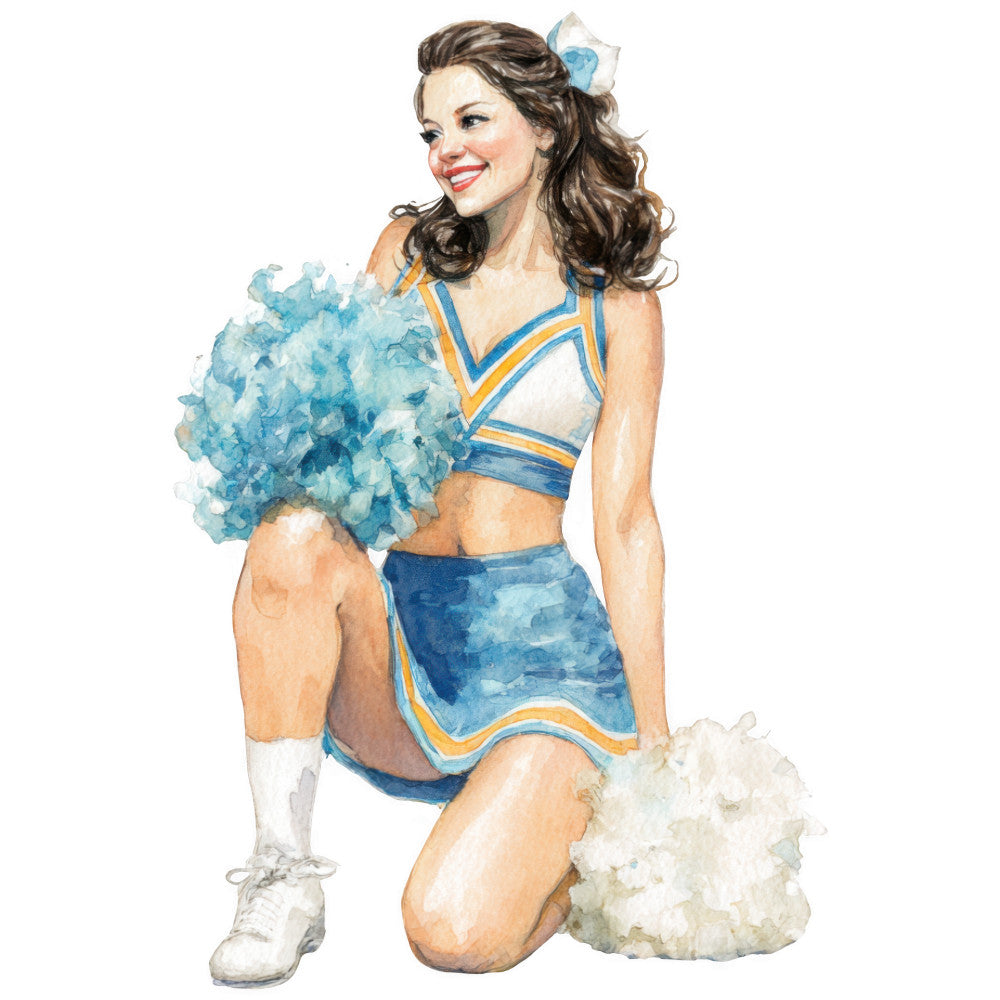 Watercolor Cheerleaders Fabric Panel 18