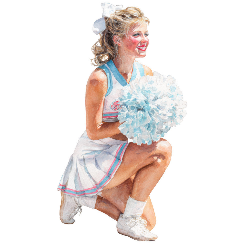 Watercolor Cheerleaders Fabric Panel 19