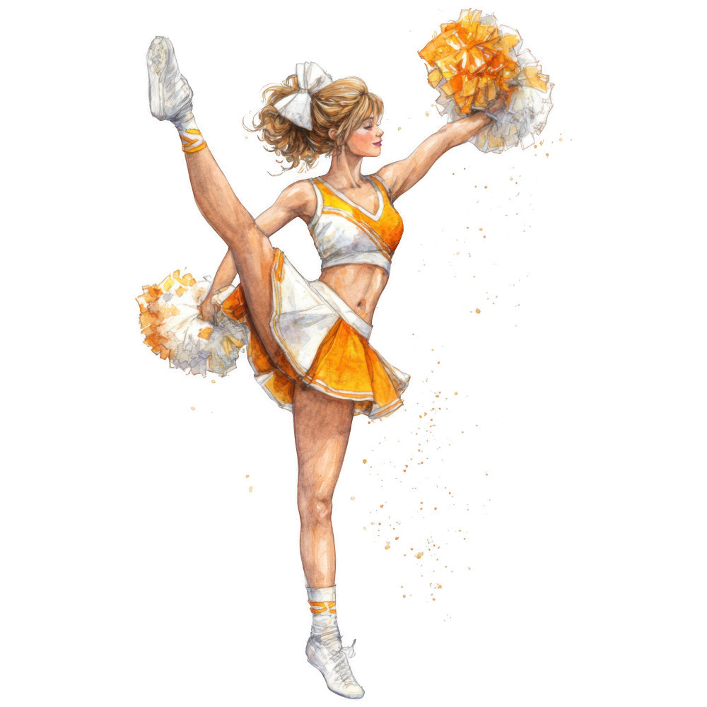 Watercolor Cheerleaders Fabric Panel 2