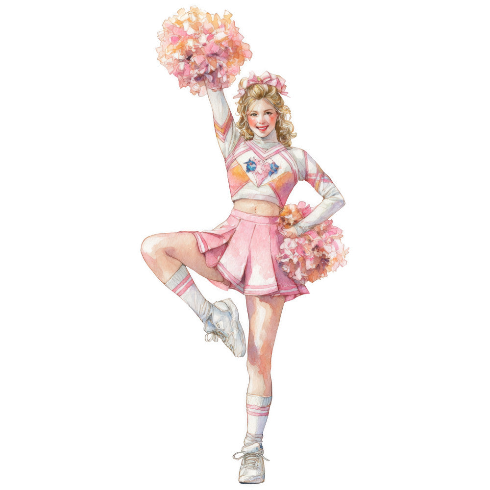 Watercolor Cheerleaders Fabric Panel 21