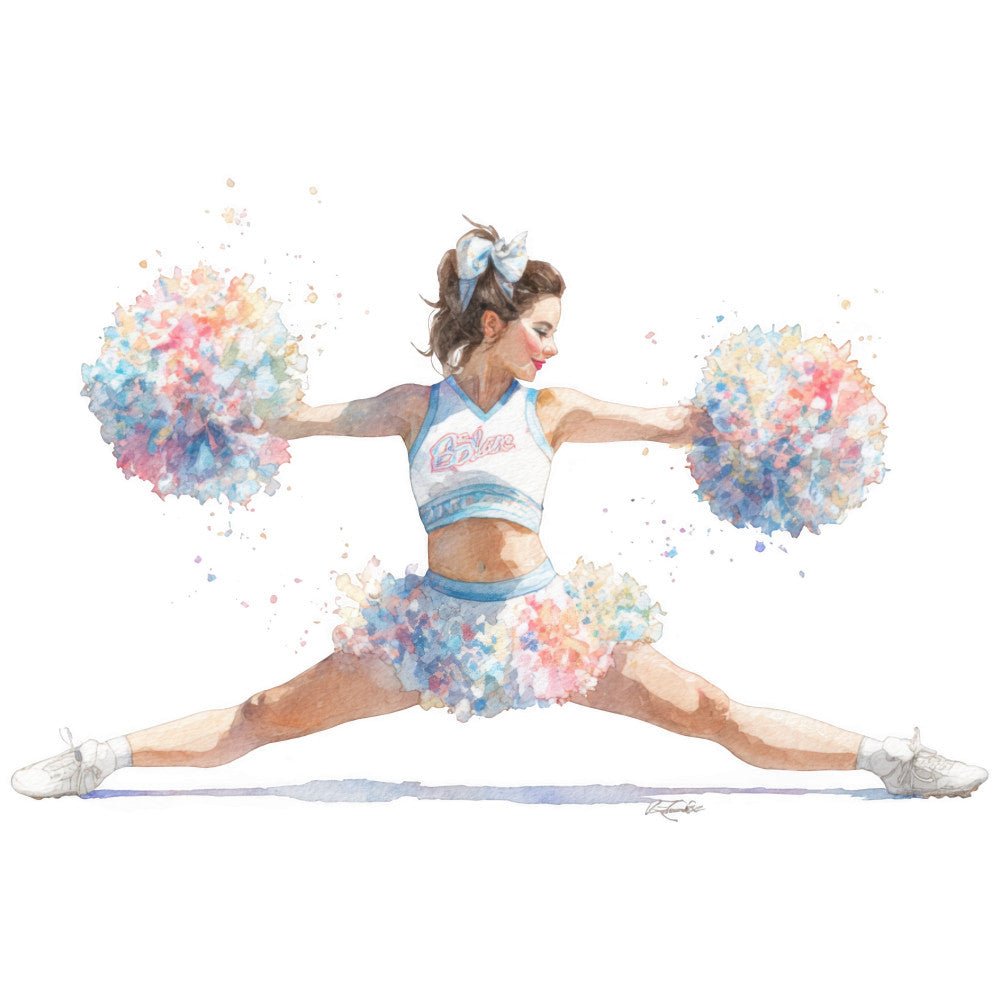 Watercolor Cheerleaders Fabric Panel 22