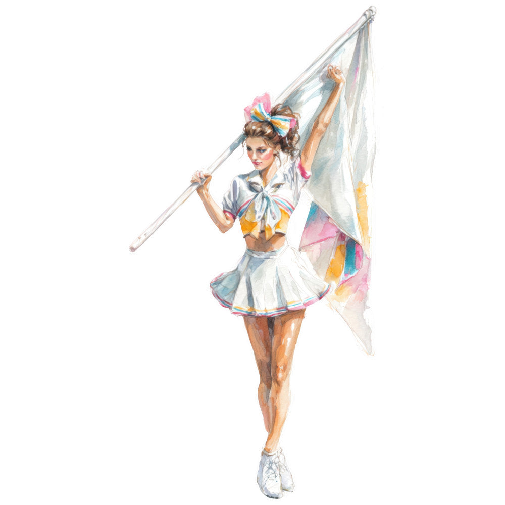 Watercolor Cheerleaders Fabric Panel 3