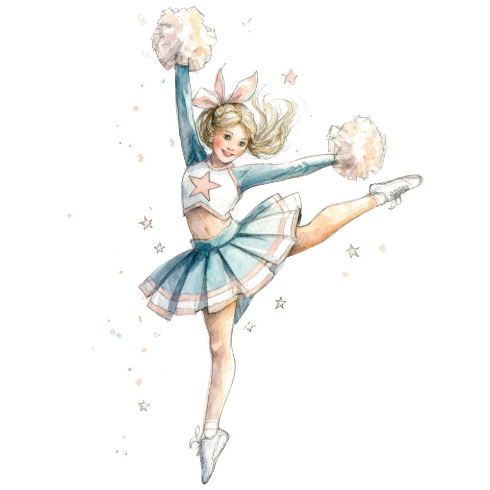 Watercolor Cheerleaders Fabric Panel 9